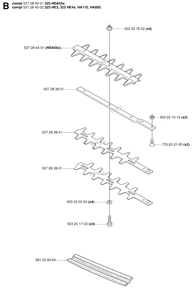 Cutting Equipment Diagram and Parts List for 325HDA55X 20053600001 - 20054000000 Husqvarna Hedge Trimmer