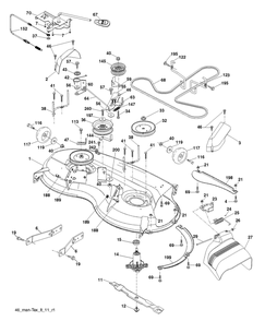 Mower Deck / Cutting Deck Diagram and Parts List for YTH2246 2018 Husqvarna Lawn Tractor
