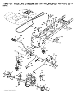 Drive Diagram and Parts List for GTH2654T (96043001000)(2006-01) Husqvarna Lawn Tractor