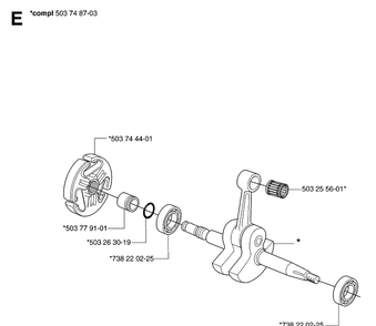 Crankshaft 2 Diagram and Parts List for 365 20070900001-20101800000 Husqvarna Chainsaw