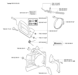 Chainbrake Diagram and Parts List for 338XPT 2006-01 Husqvarna Chainsaw