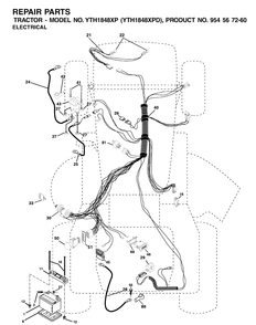 Electrical Diagram and Parts List for YTH1848XP (954567260)(2001-12) Husqvarna Lawn Tractor