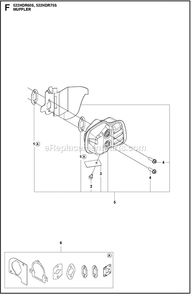 Muffler Diagram and Parts List for 522HDR75S  Husqvarna Trimmer