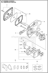 Carburetor And Air Filter Diagram and Parts List for 522HDR75S  Husqvarna Trimmer