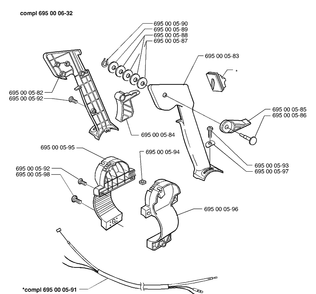 Throttle Assembly Diagram and Parts List for 155BT (WR07-8-98)(1998-10) Husqvarna Leaf Blower / Vacuum