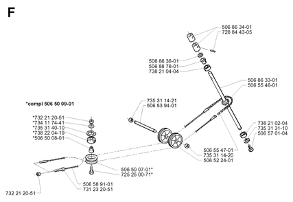 Steering Diagram and Parts List for PF18 2000-02 Husqvarna Lawn Tractor