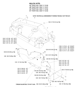 Accessories (Mulch Kits) Diagram and Parts List for IZ4217 (968999254)(2005-03) Husqvarna Lawn Mower