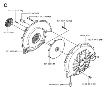 Fan Diagram and Parts List for 165BT 20053300001-Current Husqvarna Leaf Blower / Vacuum