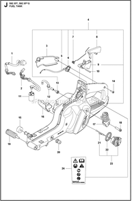 Fuel Tank Diagram and Parts List for 592XPG  Husqvarna Chainsaw