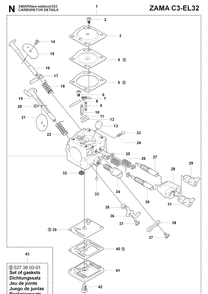 Carburetor Details Diagram and Parts List for 353 20090400001-Current Husqvarna Chainsaw