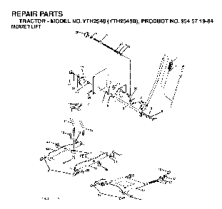 Mower Lift / Deck Lift Diagram and Parts List for YTH2548B (954571984)(2004-06) Husqvarna Lawn Tractor