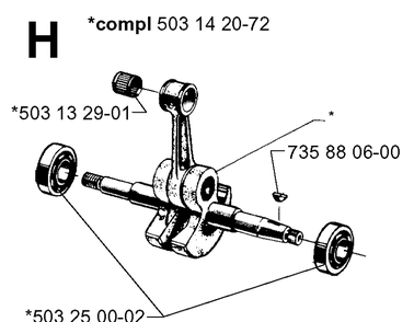 Crankshaft 2 Diagram and Parts List for 3120 20000600001-20013500000 Husqvarna Chainsaw