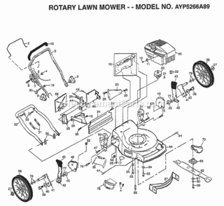 Page F Diagram and Parts List for 5266A89 1998 Husqvarna Lawn Mower