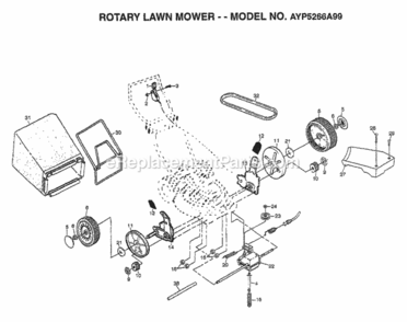 Page G Diagram and Parts List for 5266A99 1999 Husqvarna Lawn Mower