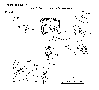 Engine Diagram and Parts List for GTH2550A (954567109)(2001-05) Husqvarna Lawn Tractor