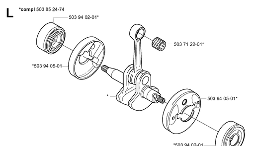 Crankshaft Diagram and Parts List for 326P 20042300001-20062700000 Husqvarna Pole Saw