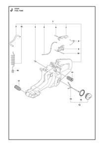 Fuel Tank Diagram and Parts List for 372XP-372XPG 372 XP W - 372 XP GW Husqvarna Chainsaw