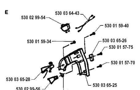 Handle And Controls Diagram and Parts List for 18H 19920900001-19941400000 Husqvarna Hedge Trimmer