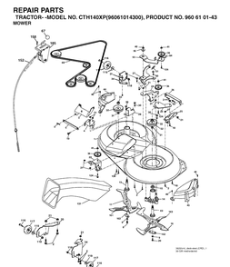Mower Deck / Cutting Deck Diagram and Parts List for CTH140XP (96061014300)(2006-04) Husqvarna Lawn Tractor
