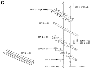 Cutting Equipment Diagram and Parts List for 325HE3X 20040100001 - 20050600000 Husqvarna Hedge Trimmer