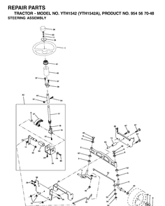 Steering Diagram and Parts List for YTH1542 (954567048)(2000-11) Husqvarna Lawn Tractor