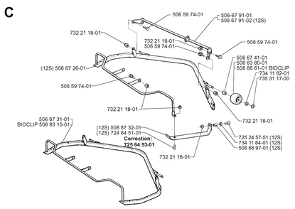 Cover Diagram and Parts List for R970 1997-03 Husqvarna Lawn Tractor