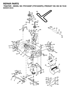Mower Deck / Cutting Deck Diagram and Parts List for YTH1542XP (954567253)(2001-12) Husqvarna Lawn Tractor