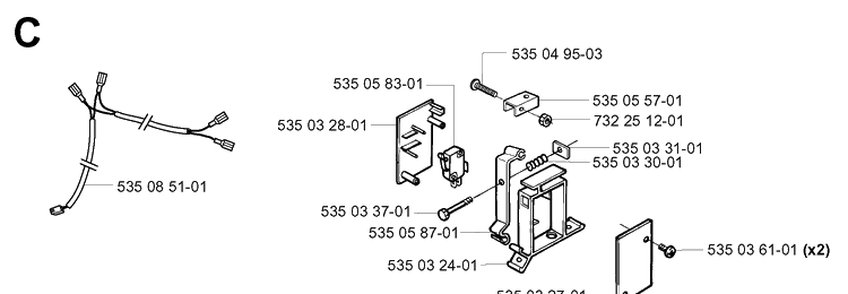 Collision Tower Diagram and Parts List for G1 1998-2003 Husqvarna Lawn Mower