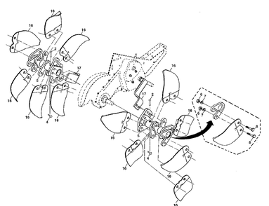 Tine Assembly Diagram and Parts List for DRT900H (96093001203)(2013-03) Husqvarna Cultivator