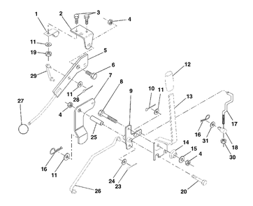 Mower Lift Lever Diagram and Parts List for LT125 (954170001-C)(1998-10) Husqvarna Lawn Tractor