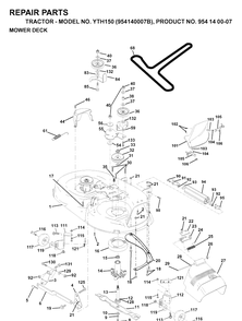 Mower Deck / Cutting Deck Diagram and Parts List for YTH150 (954140007B)(1997-01) Husqvarna Lawn Tractor