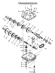 Transmission Diagram and Parts List for W3614A (968999103)(2001-09) Husqvarna Lawn Mower