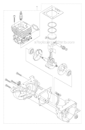 Short Block Diagram and Parts List for 535RXT 2011-02 Husqvarna Brush Cutter