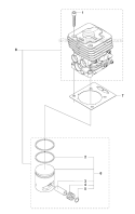 Cylinder Piston Diagram and Parts List for 535RX 2011-02 Husqvarna Brush Cutter