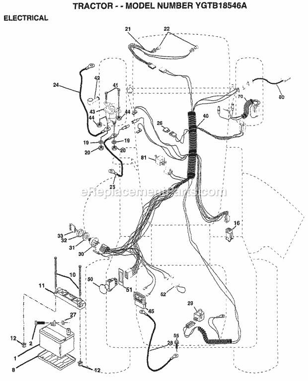 Electrical Diagram and Parts List for YGTB18546A 1999 Husqvarna Lawn Tractor