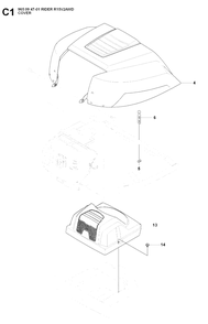 Hood Diagram and Parts List for R15-V2AWD (965094701)(2007-01) Husqvarna Lawn Tractor