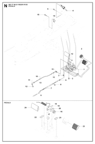 Pedals Diagram and Parts List for R155 (965178601)(2007-03) Husqvarna Lawn Tractor