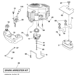 Engine / Fuel Tank Diagram and Parts List for 2246LS (96043006300)(2008-11) Husqvarna Lawn Mower
