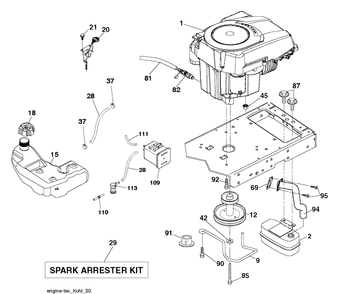 Engine Diagram and Parts List for YTH21K46 (96043012300)(2010 - 11) Husqvarna Lawn Tractor