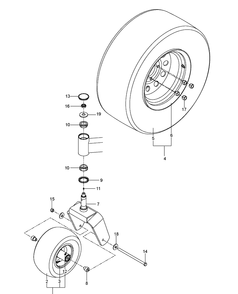 Wheels And Tires Diagram and Parts List for P-ZT26BF (96661370102)(2012-06) Husqvarna Lawn Mower