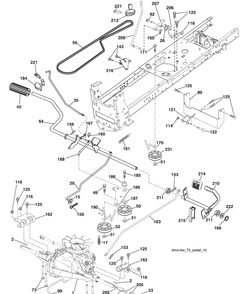 Drive Diagram and Parts List for YTH20K46 (9604500040)(2008-07) Husqvarna Lawn Mower