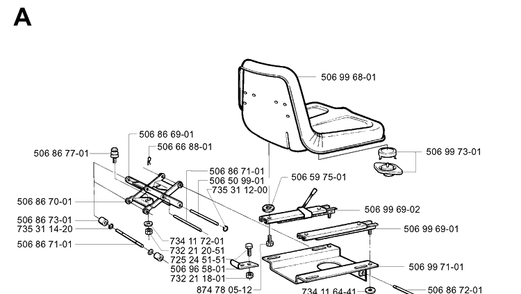 Seat Diagram and Parts List for PR15 2003-01 Husqvarna Lawn Mower