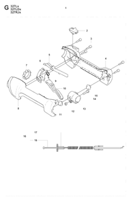 Handle And Controls Diagram and Parts List for 327LX 20080900001 - 20090100000 Husqvarna Trimmer
