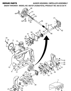 Auger Housing And Impeller Diagram and Parts List for 9027ST (HU9027STA)(2002-09) Husqvarna Snow Blower