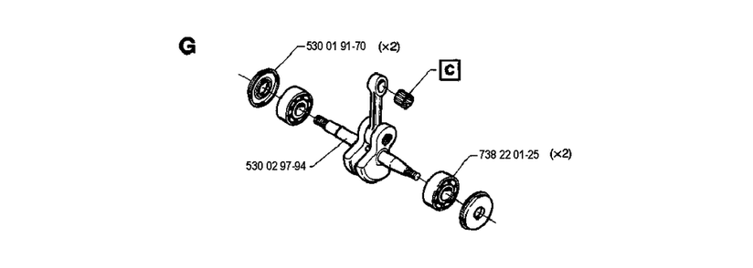 Crankshaft Diagram and Parts List for 36 19941800001 & Above Husqvarna Chainsaw