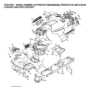 Chassis And Enclosures Diagram and Parts List for LOYTH20F42T (96045000200)(2006) Husqvarna Lawn Tractor