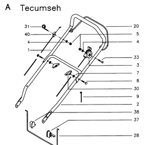 Handle And Controls 2 Diagram and Parts List for MASTER46  Husqvarna Lawn Mower
