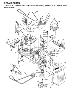 Mower Deck / Cutting Deck Diagram and Parts List for GTH2350-GTHK2350A 2002-07 Husqvarna Lawn Tractor