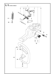 Fuel Tank And Handle Diagram and Parts List for 288XP  Husqvarna Chainsaw
