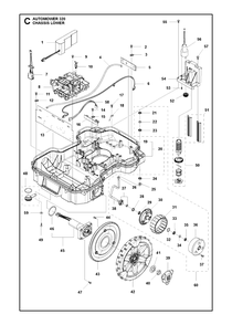 Chassis Lower Diagram and Parts List for 320 2014-02 Husqvarna Lawn Mower